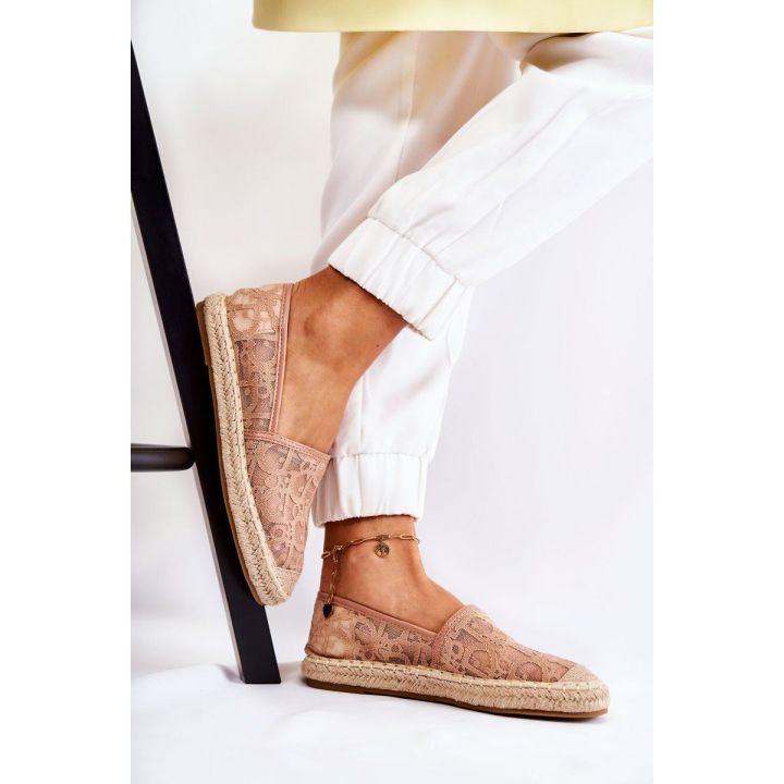 Klasikinio modelio espadrilės su ažiūro elementais Nude