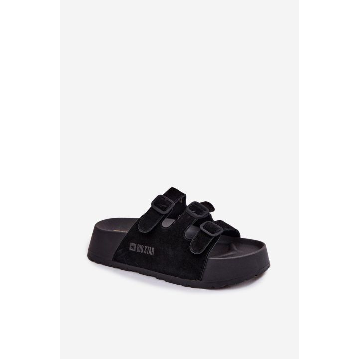 Moteriški platforminiai sandalai iš zomšos juodos Big Star