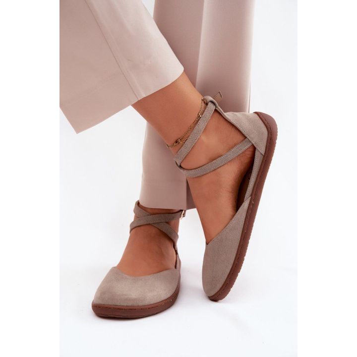 Moteriškos zomšinės barefoot balerinos Zazoo 320, cappuccino