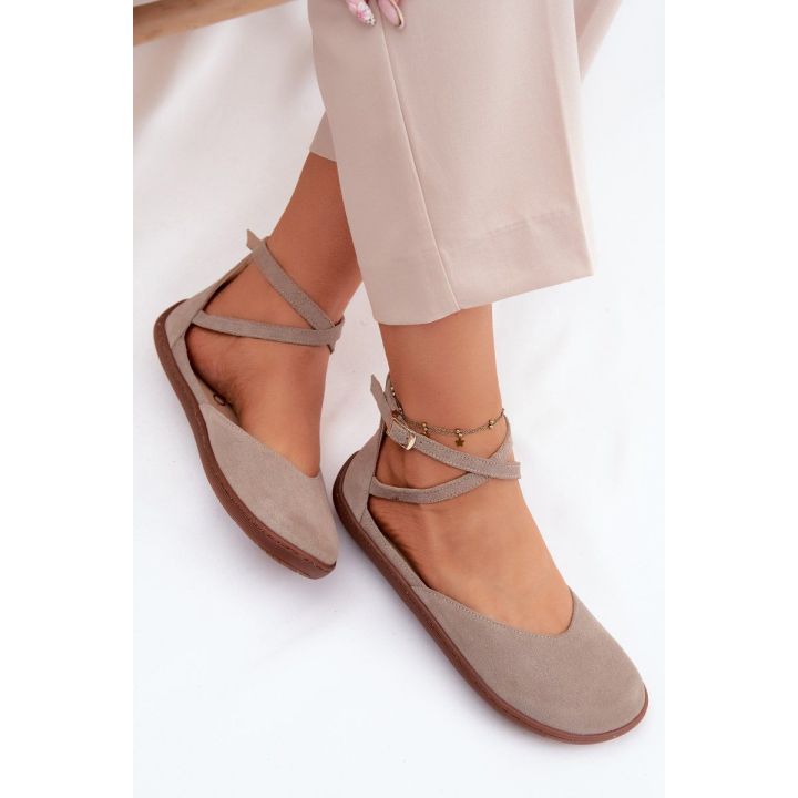 Moteriškos zomšinės barefoot balerinos Zazoo 320, cappuccino