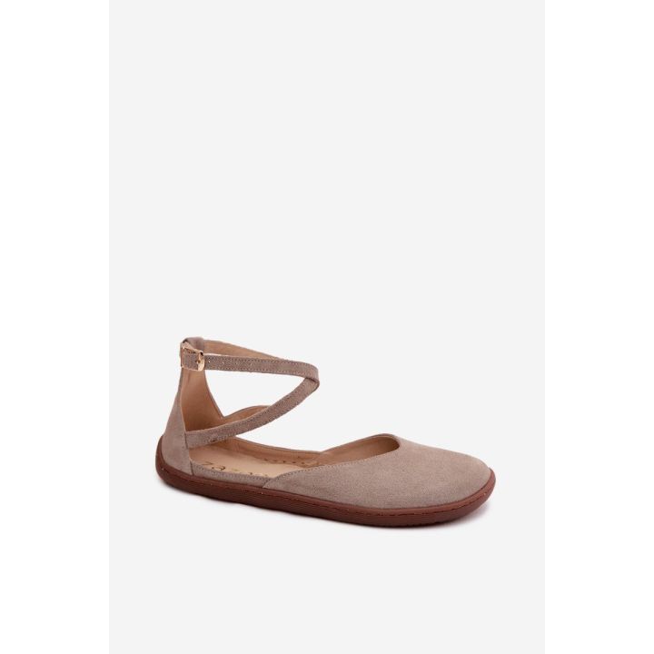 Moteriškos zomšinės barefoot balerinos Zazoo 320, cappuccino