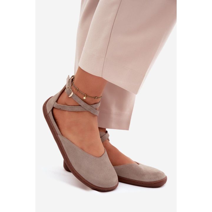 Moteriškos zomšinės barefoot balerinos Zazoo 320, cappuccino