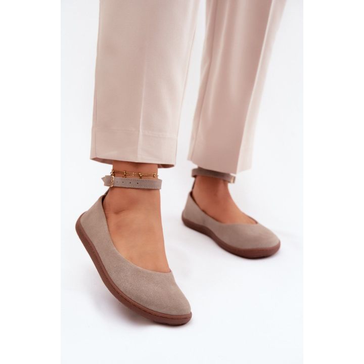 Moteriškos zomšinės balerinos su dirželiu