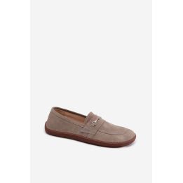 Moteriški barefoot mokasinai iš zomšos, cappuccino