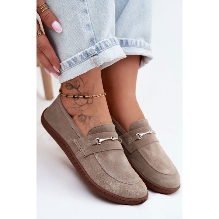 Moteriški barefoot mokasinai iš zomšos, cappuccino