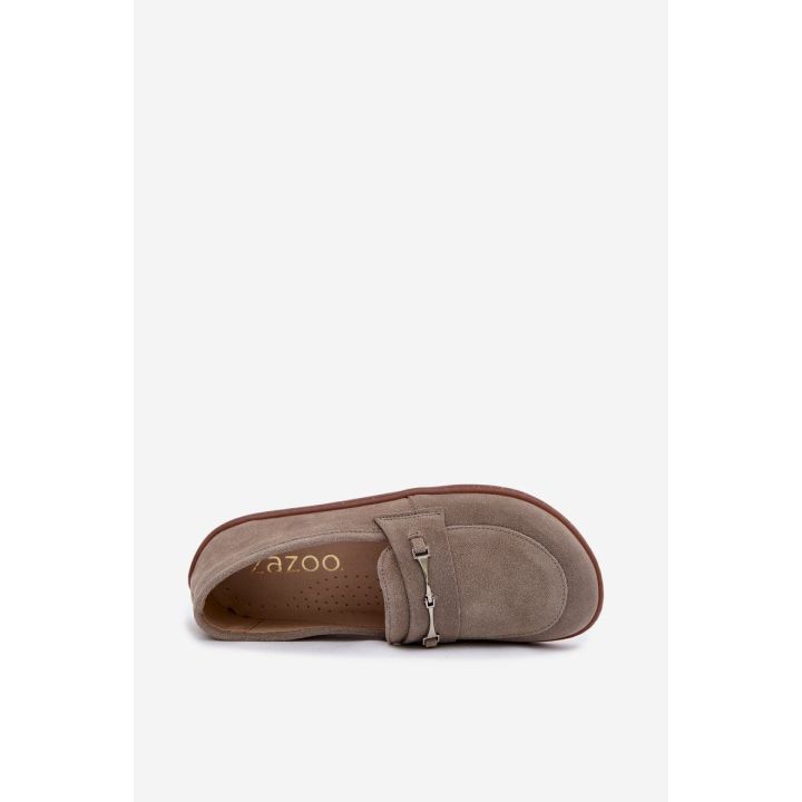 Moteriški barefoot mokasinai iš zomšos, cappuccino