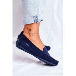 Moteriški mokasinai tamsiai mėlynos spalvos