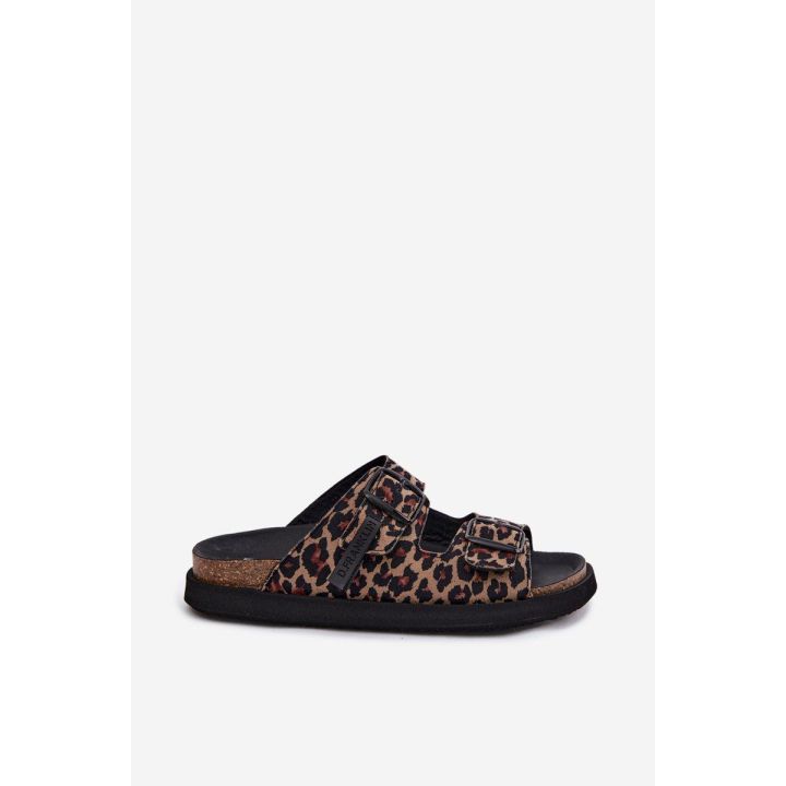 Moteriškos platforminės šlepetės su sagtimis D.Franklin Leopard