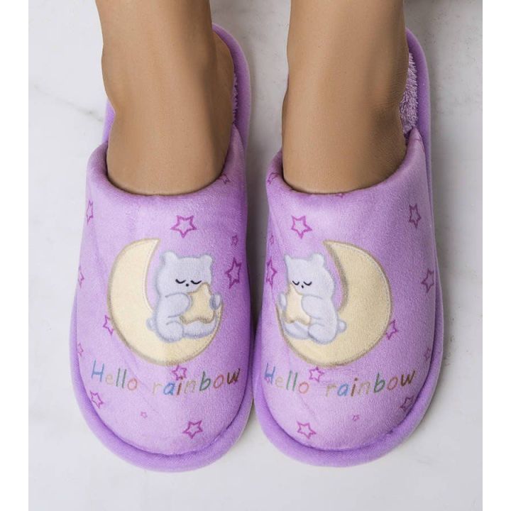 Violetinės minkštos šlepetės Vaivorykštinis mėnulis