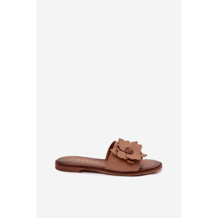 Odinės moteriškos šlepetės Zazoo 40477 Cappuccino