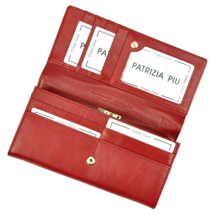 Raudona natūralios odos moteriška piniginė PATRIZIA