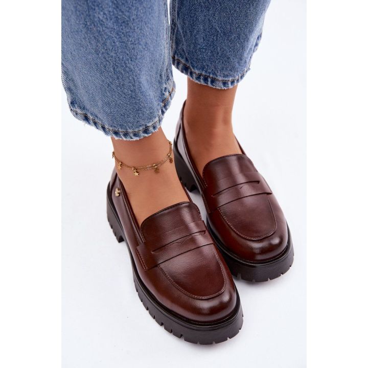 Rudi odiniai moteriški mokasinai Vinceza