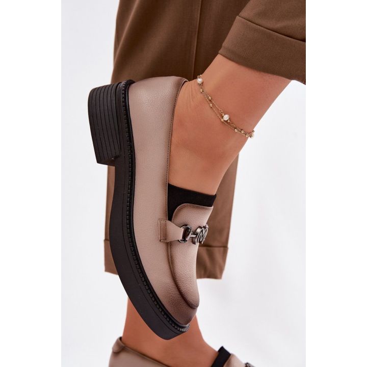 Kreminės spalvos moteriški odiniai mokasinai Vinceza