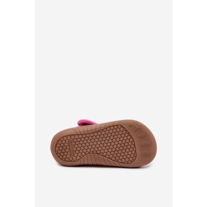 Rožinės vaikų šlepetės barefoot su užsegimu Milami