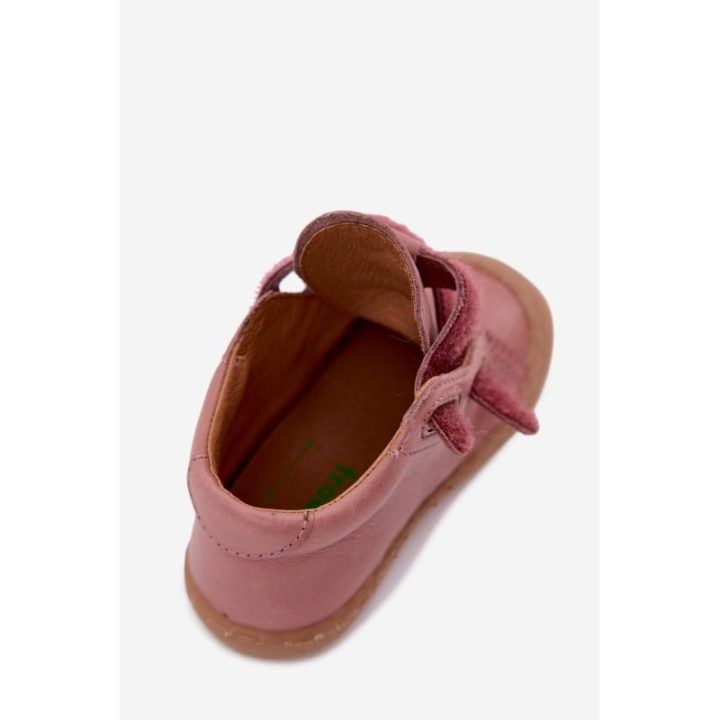 Vaikiški odiniai barefoot bateliai su lipdukais, tamsiai rožiniai