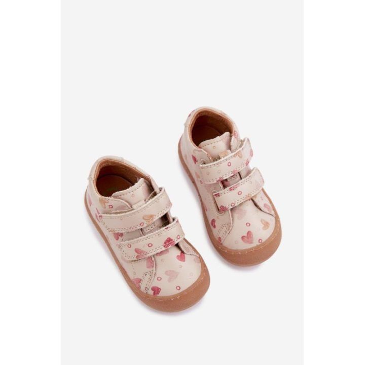 Vaikiški odiniai barefoot bateliai su širdelėmis Froddo, smėlio spalvos