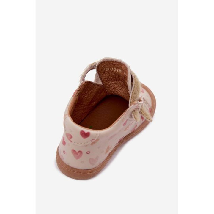 Vaikiški odiniai barefoot bateliai su širdelėmis Froddo, smėlio spalvos