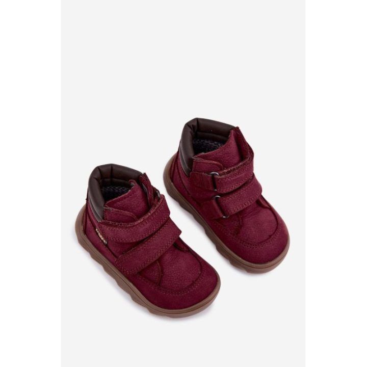 Vaikiški odiniai aulinukai barefoot, bordo spalvos