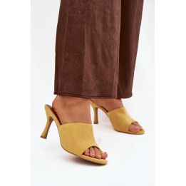Women's Slip-On Shoes with Heel Made of Eco Suede Yellow Isolia