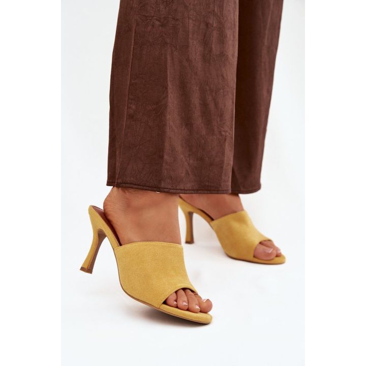 Women's Slip-On Shoes with Heel Made of Eco Suede Yellow Isolia