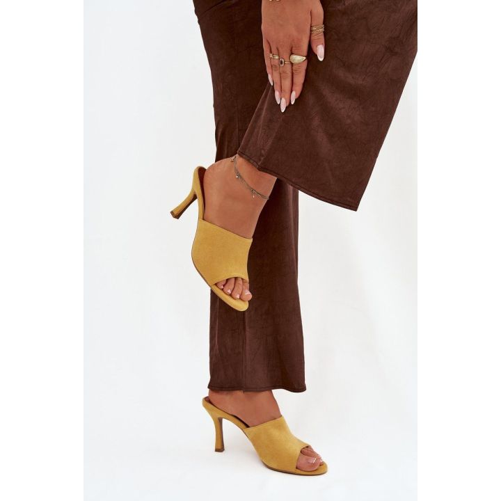 Women's Slip-On Shoes with Heel Made of Eco Suede Yellow Isolia