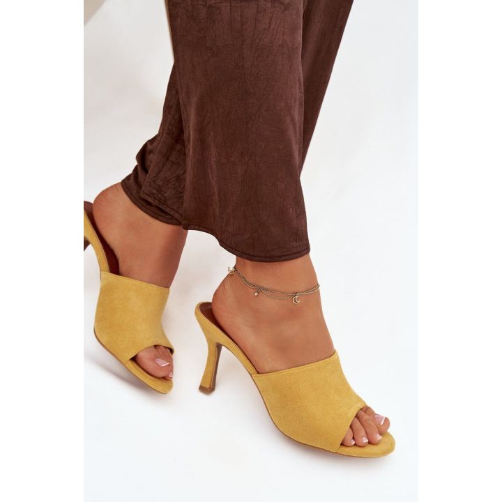 Women's Slip-On Shoes with Heel Made of Eco Suede Yellow Isolia