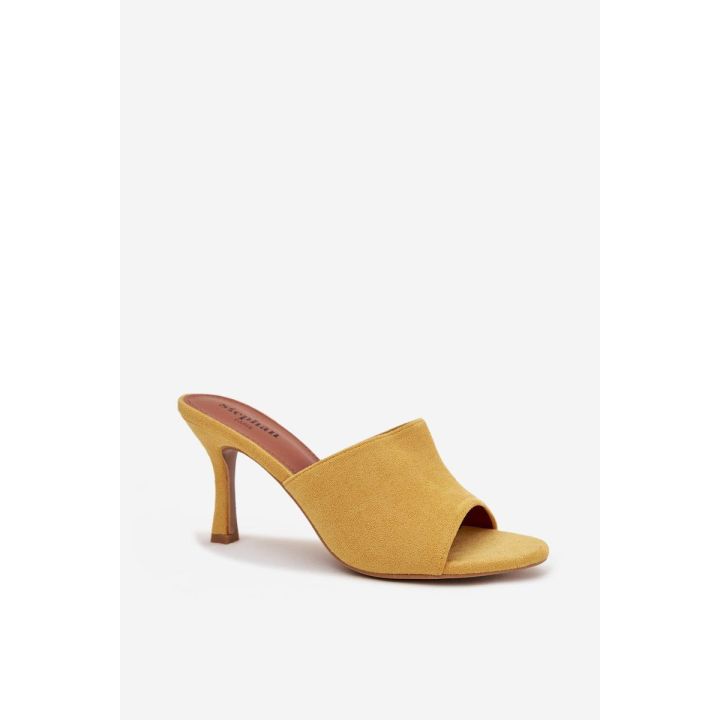 Women's Slip-On Shoes with Heel Made of Eco Suede Yellow Isolia