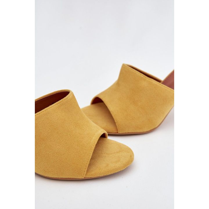 Women's Slip-On Shoes with Heel Made of Eco Suede Yellow Isolia
