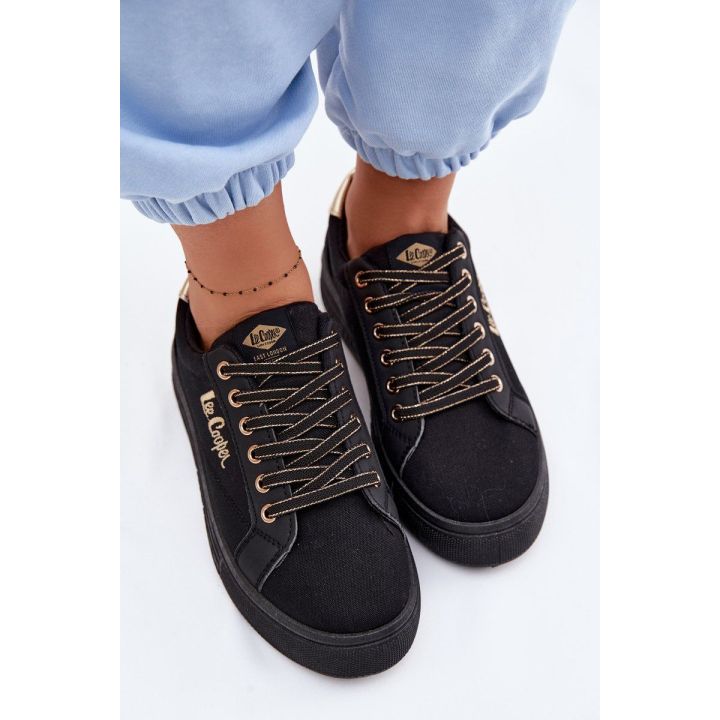 Lee Cooper moteriški sportbačiai ant platformos, juodi