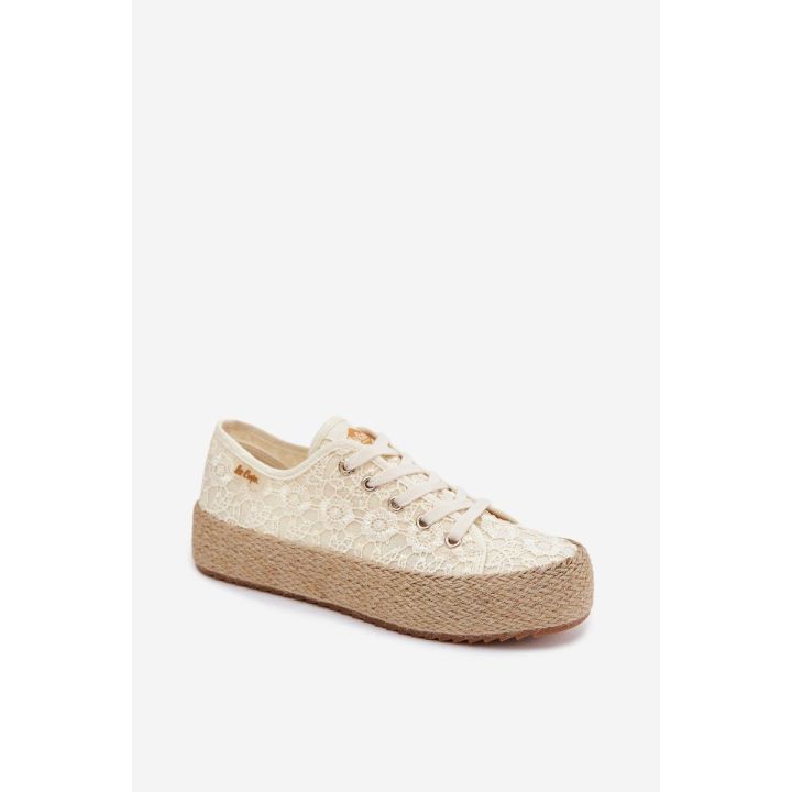 Moteriški platforminiai kedai-espadrilės Lee Cooper, smėlio spalvos