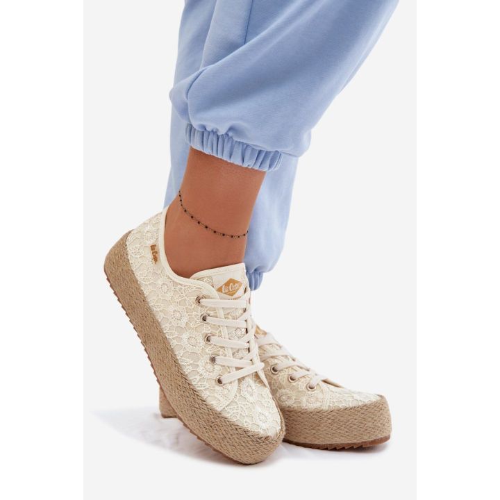 Moteriški platforminiai kedai-espadrilės Lee Cooper, smėlio spalvos