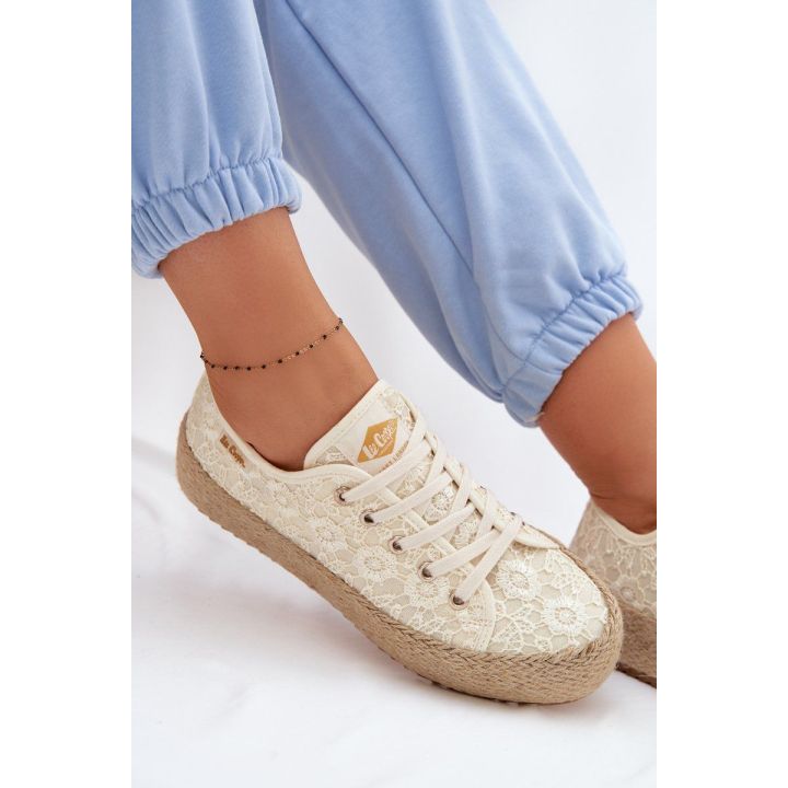 Moteriški platforminiai kedai-espadrilės Lee Cooper, smėlio spalvos