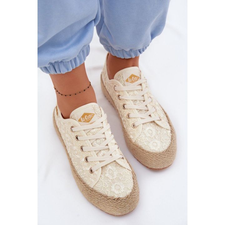Moteriški platforminiai kedai-espadrilės Lee Cooper, smėlio spalvos