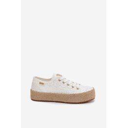 Lee Cooper moteriški platforminiai kedai espadrilės, balti
