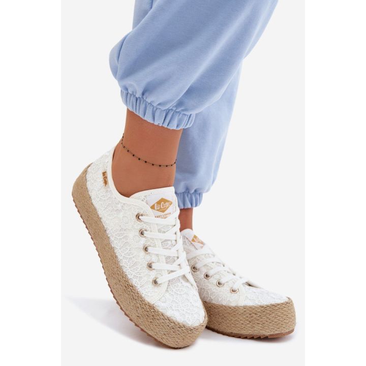 Lee Cooper moteriški platforminiai kedai espadrilės, balti