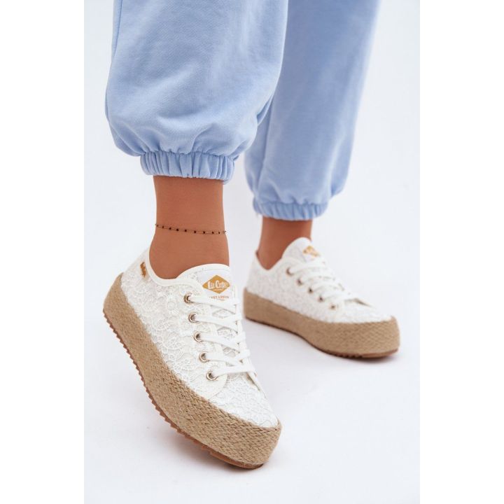 Lee Cooper moteriški platforminiai kedai espadrilės, balti