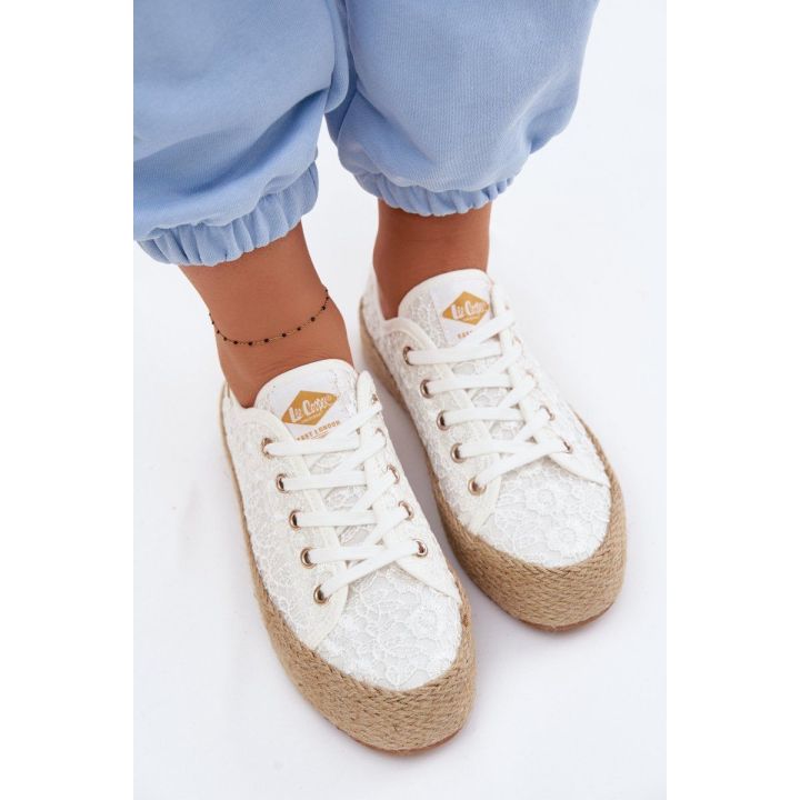 Lee Cooper moteriški platforminiai kedai espadrilės, balti