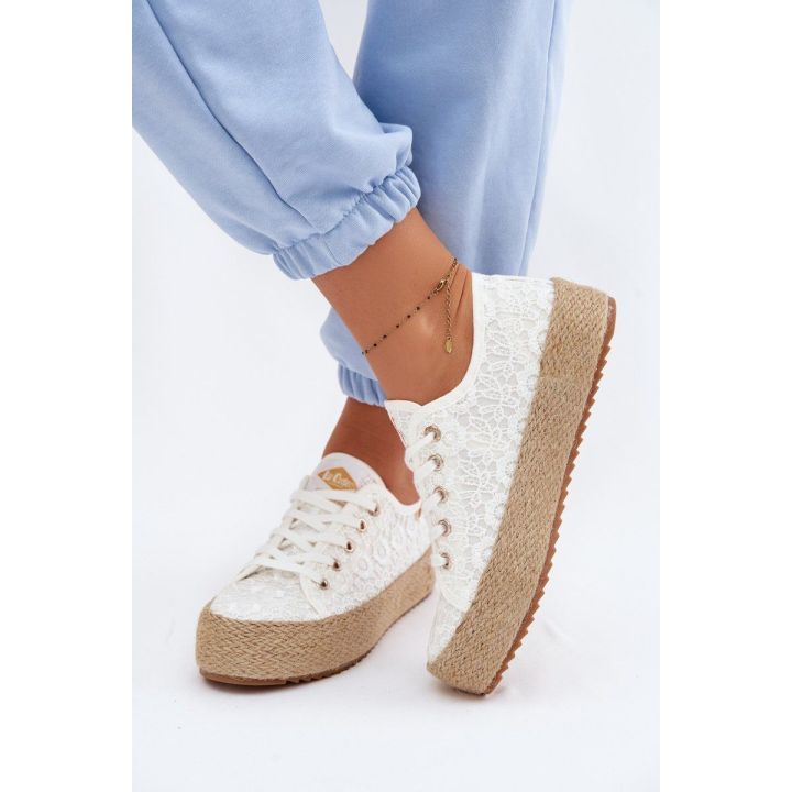 Lee Cooper moteriški platforminiai kedai espadrilės, balti