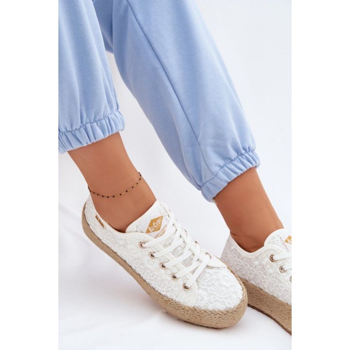 Lee Cooper moteriški platforminiai kedai espadrilės, balti