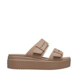 Moteriškos platforminės šlepetės Crocs Brooklyn Low, smėlio spalvos