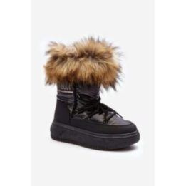 sniego batai su kailiu ant platformos Black Nabilla BSB27903