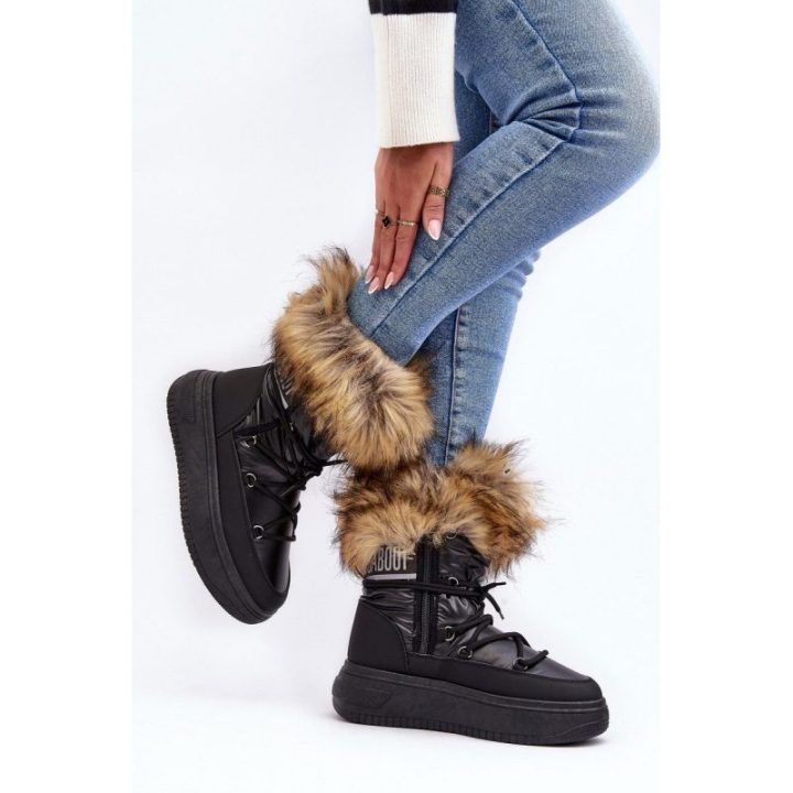 sniego batai su kailiu ant platformos Black Nabilla BSB27903