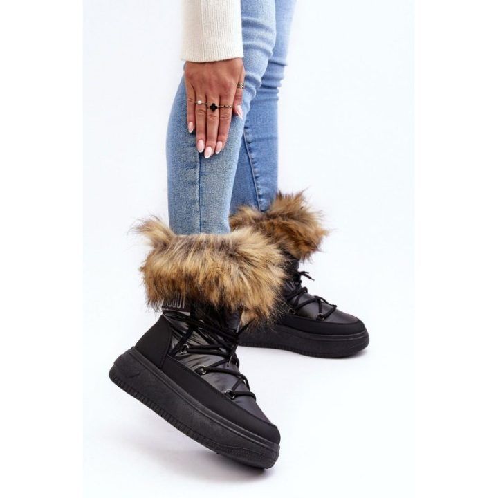 sniego batai su kailiu ant platformos Black Nabilla BSB27903