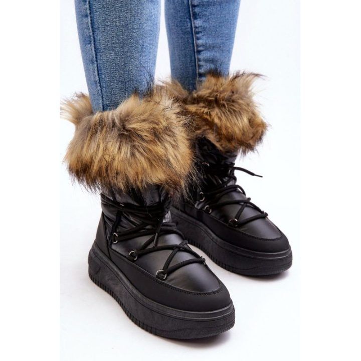 sniego batai su kailiu ant platformos Black Nabilla BSB27903