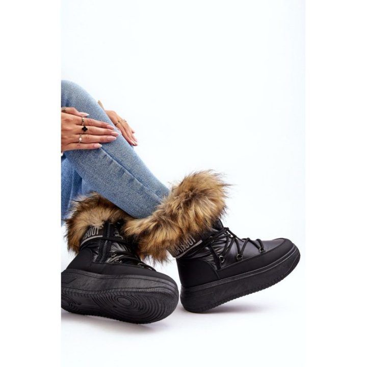 sniego batai su kailiu ant platformos Black Nabilla BSB27903