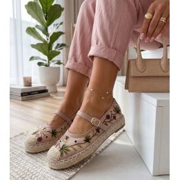 Espadrilės moterims „Lucille“ su siuvinėtomis gėlėmis, rožinės