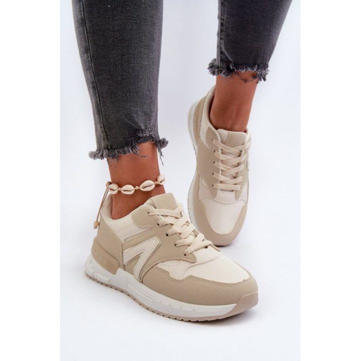 Smėlio spalvos Faux Leather Sneakers Vinelli