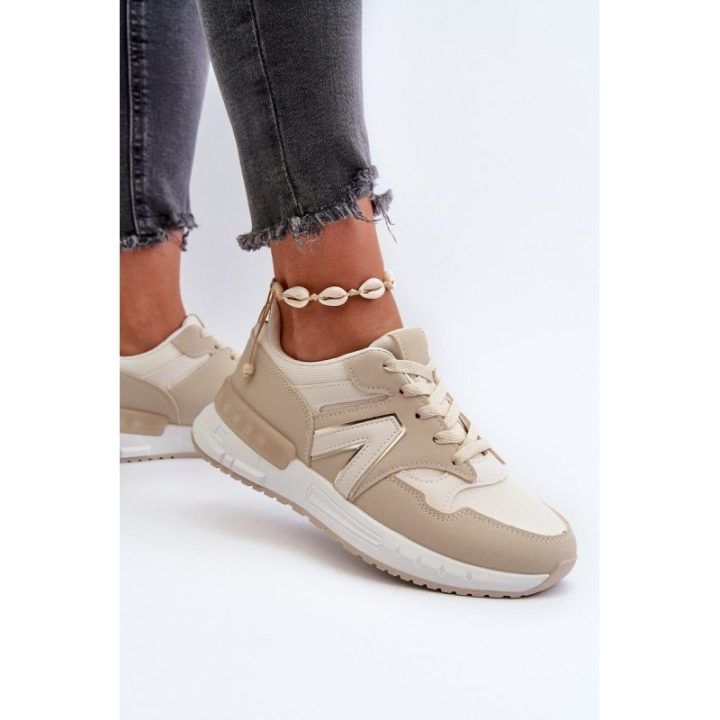 Smėlio spalvos Faux Leather Sneakers Vinelli