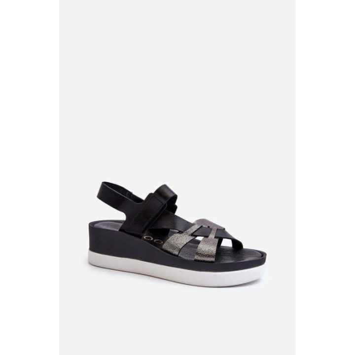 Moteriški odiniai platforminiai sandalai Black