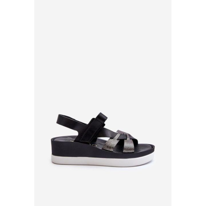 Moteriški odiniai platforminiai sandalai Black